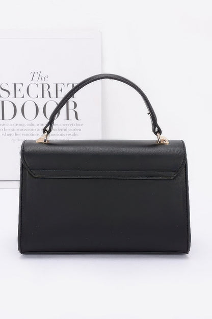 Faux Leather Two Tone Flap Bag