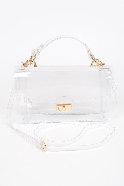 Transparent Metal Studded Flap Bag