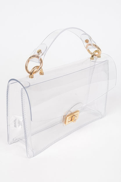 Transparent Metal Studded Flap Bag