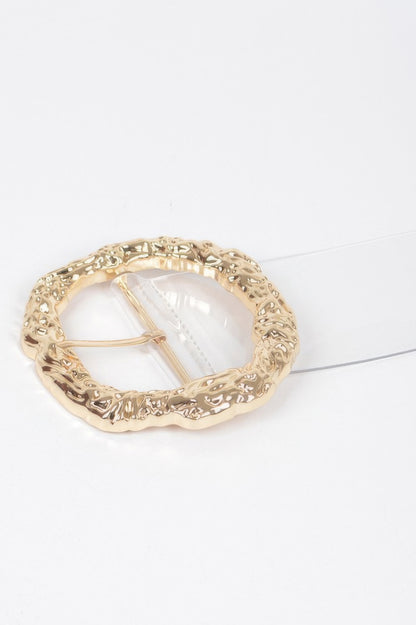 Big Vintage Round Metal Buckle Clear Plussize Belt