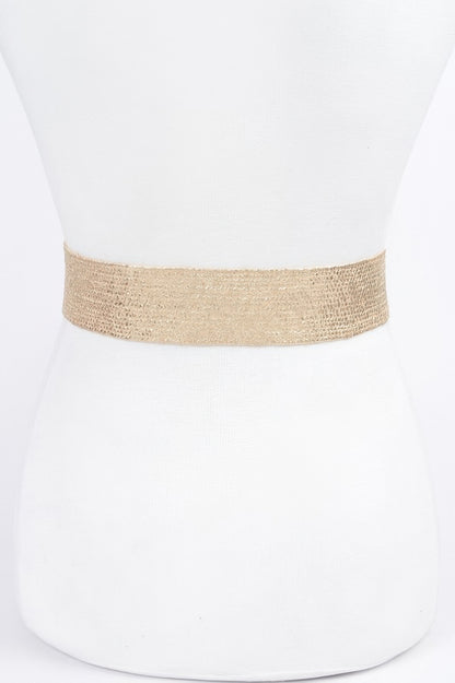 Metallic Stretch Plus Size Belt Pearl Metal Bucklt