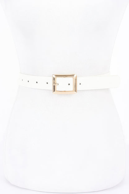 Simple Square Buckle Faux Leather Belt
