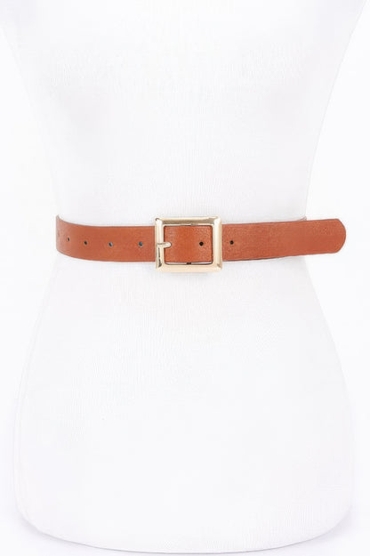 Simple Square Buckle Faux Leather Belt