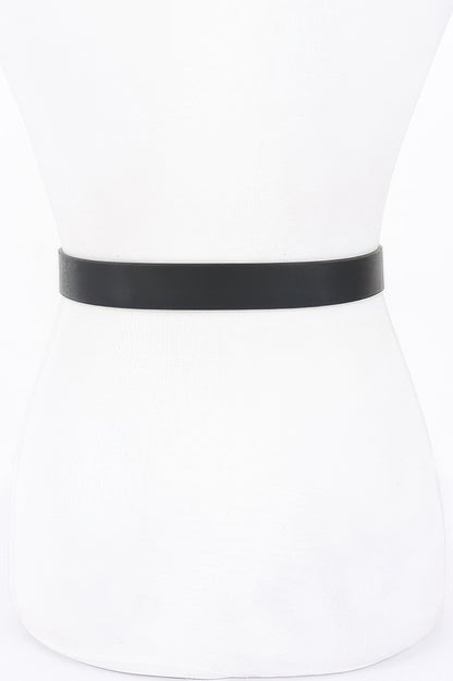 Simple Square Buckle Faux Leather Belt