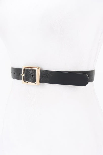 Simple Square Buckle Faux Leather Belt