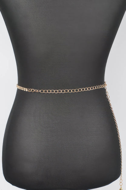 Rhinestone Heart Chain Belt