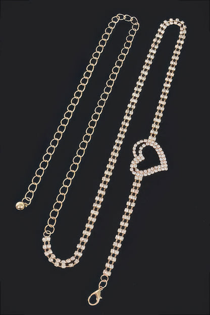 Rhinestone Heart Chain Belt