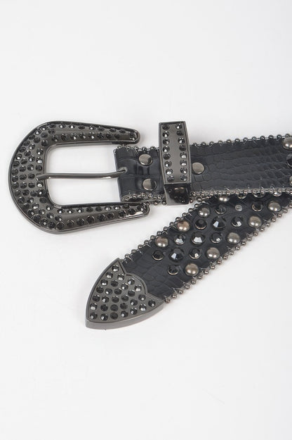 Rhinestone Metal Studded Multi Metal Belt