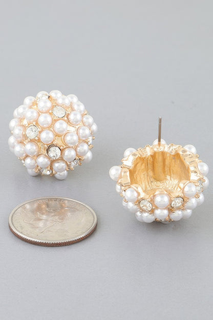 Pearl Cluster Stud Earrings