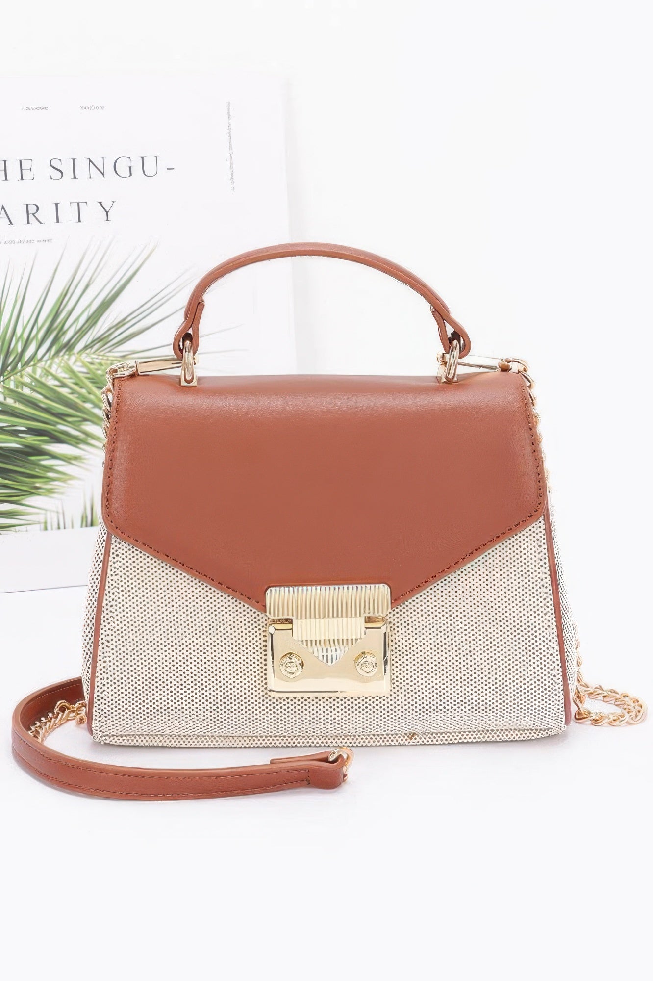 Canvas Top Handle Flap Bag