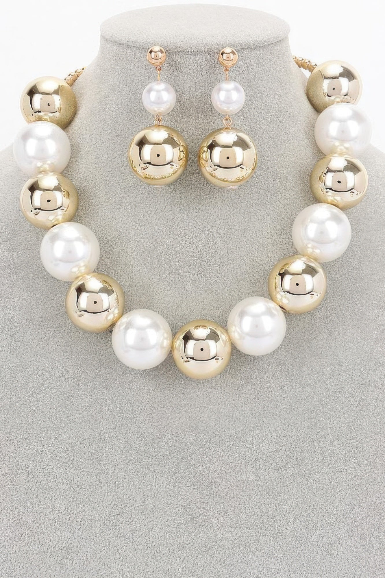 Faux Pearl And Ccb Ball Necklace