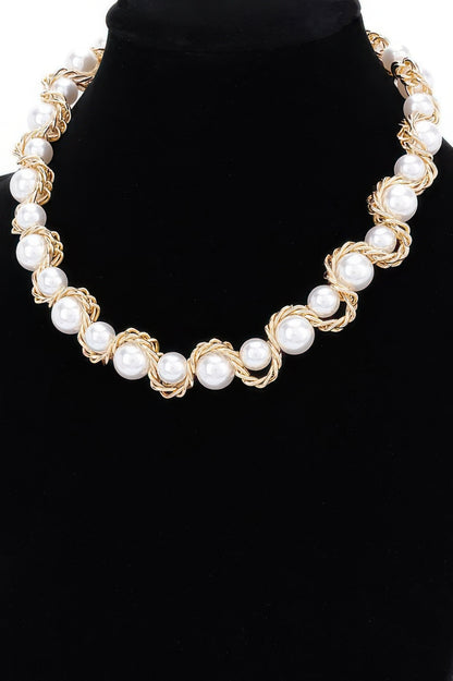 Faux Pearl Chain Necklace