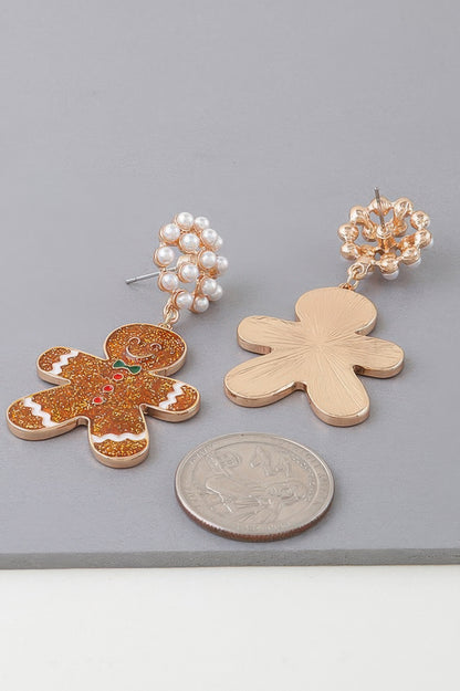 Glitter Gingerbread Man Earrings