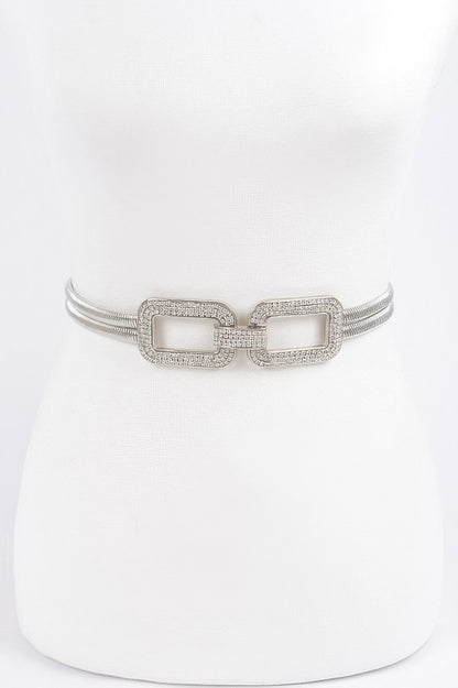 Rhinestone Metal Stretch Belt