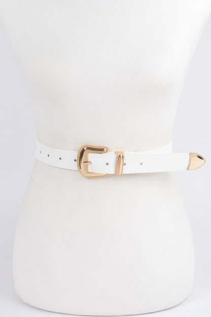 Metal Faux Leather Belt
