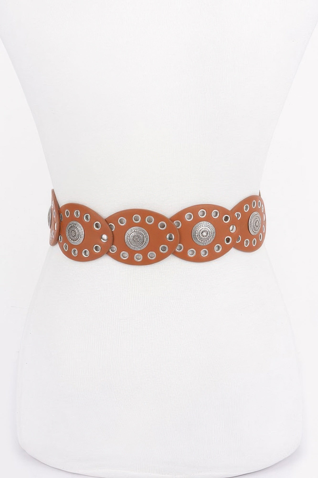 Faux Leather Oval Shape Vintage Belt