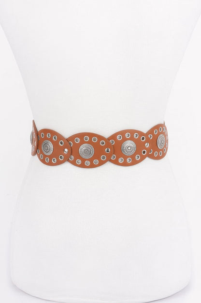 Faux Leather Oval Shape Vintage Belt