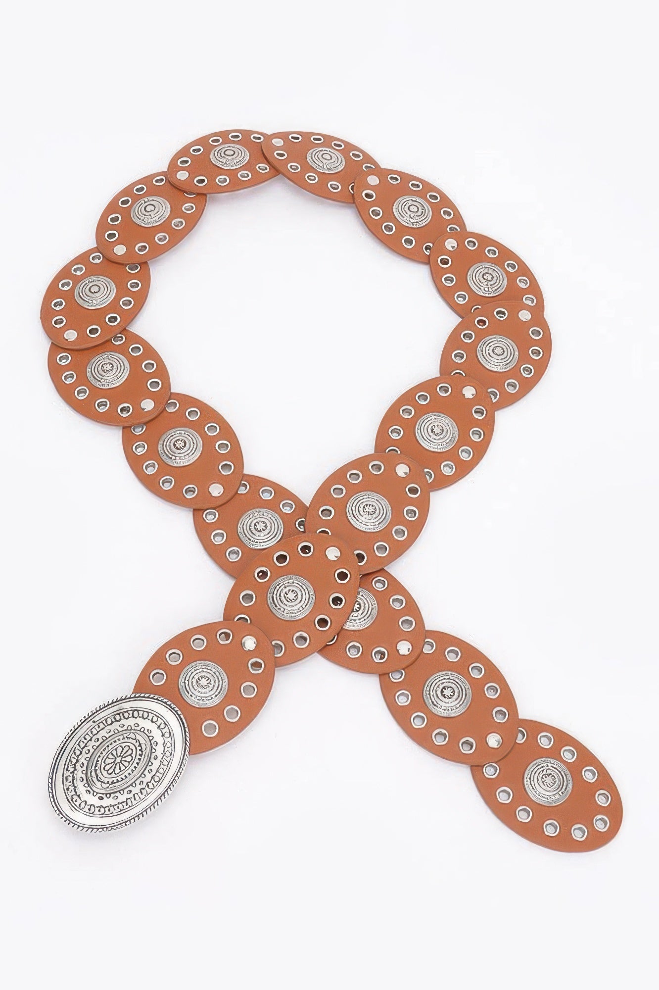 Faux Leather Oval Shape Vintage Belt