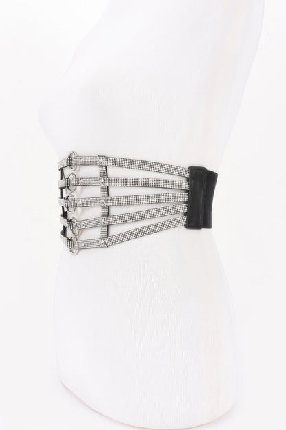 Wide Rhinestone Waist Belt