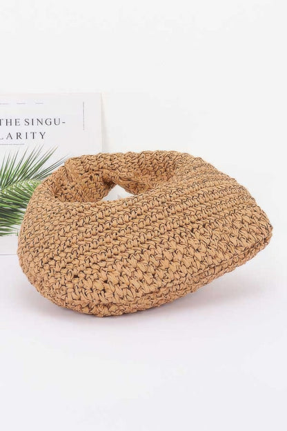 Faux Straw Braided Bindle Bag