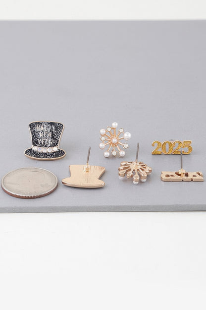 Multi 2025 New Year Earrings Set