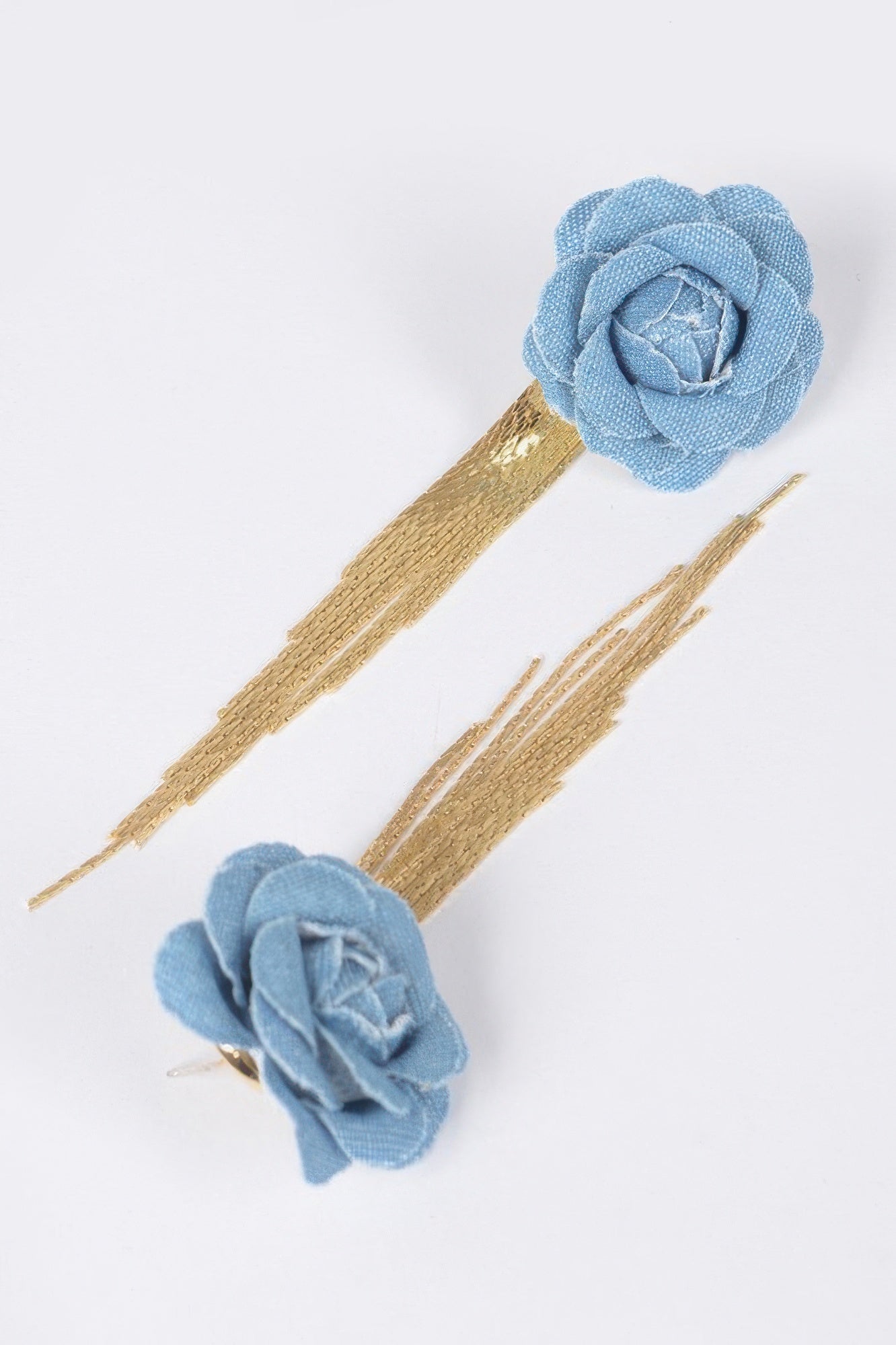 Denim Flower Metal Fringe Earring