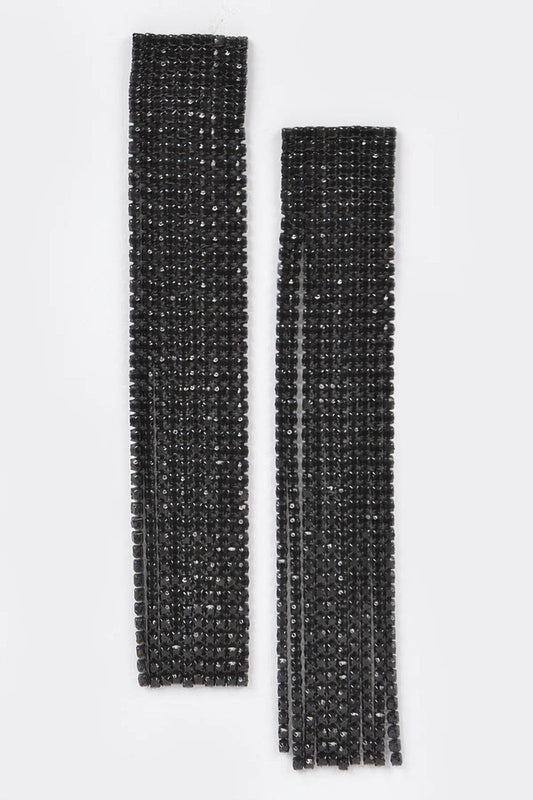 Rhinestone Curtain Drop Earrings