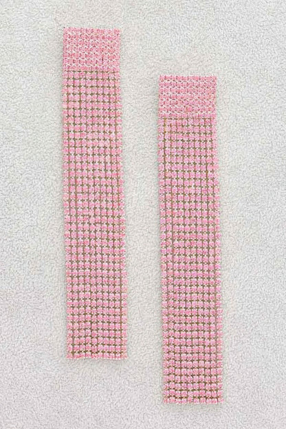 Rhinestone Curtain Drop Earrings