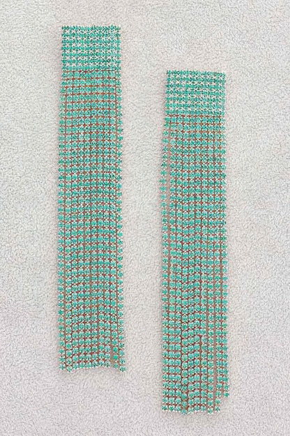 Rhinestone Curtain Drop Earrings