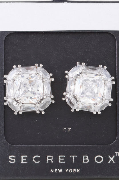 Double Cubic Rhinestone Stud Earrings
