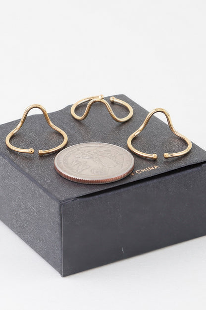 Triple Open Wave Ring Set