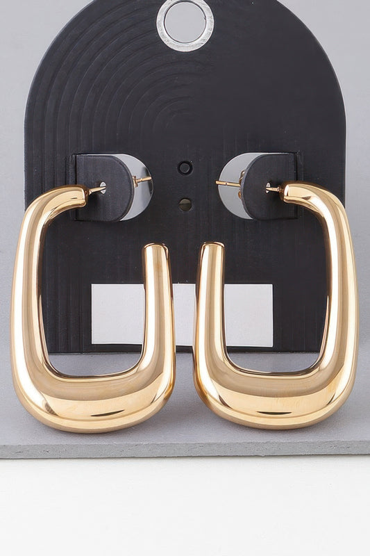 Shiny Frame Hoop Earrings