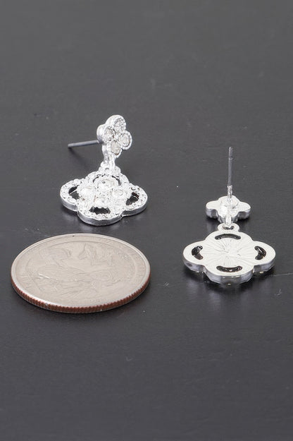 Quadra Rhinestone Clover Drop Earrings