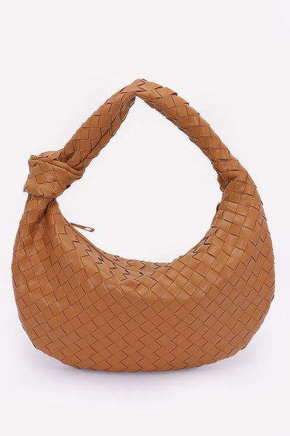 Faux Leather Braided Big Hobo Bag
