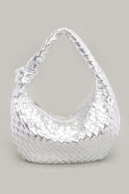 Faux Leather Braided Big Hobo Bag