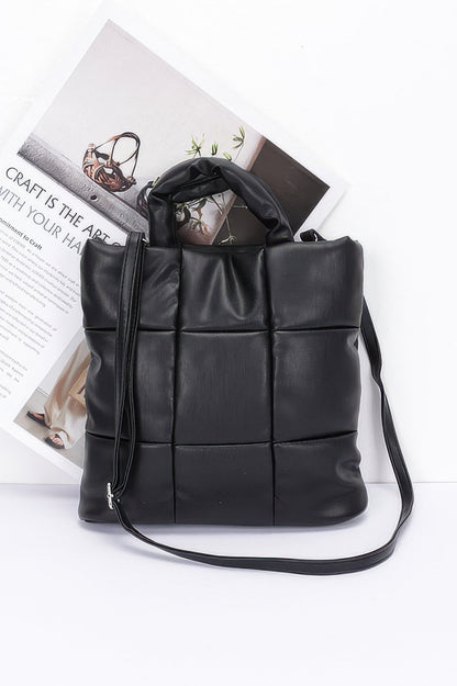 Quilted Faux Leather Padded Tote Bag