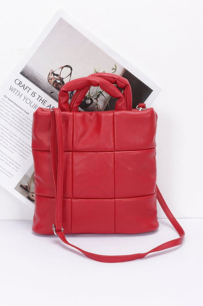 Quilted Faux Leather Padded Tote Bag