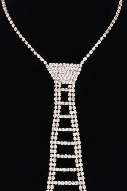 Rhinestone Necktie Necklace