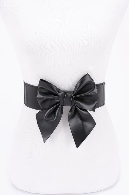 Faux Leather Ribbon Elastic Belt