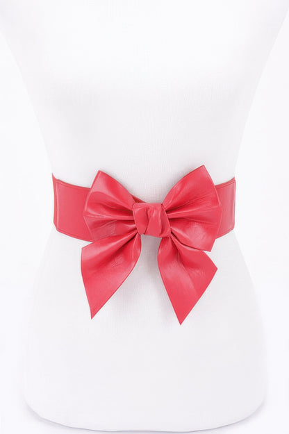 Faux Leather Ribbon Elastic Belt