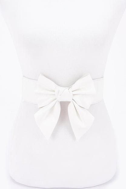 Faux Leather Ribbon Elastic Belt
