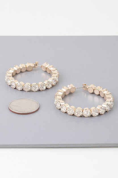 Geometric Rhinestone Cut Hoop Earrings
