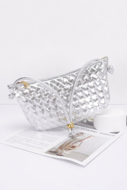 Faux Leather Braided Wrist And Shoulder Bag