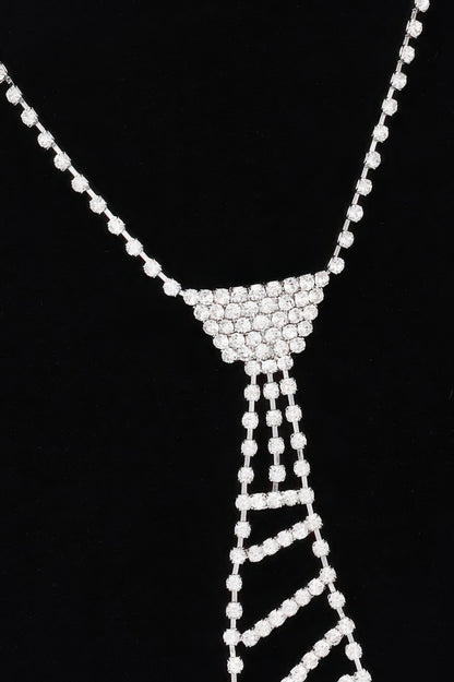Rhinestone Necktie Necklace