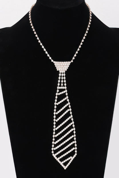 Rhinestone Necktie Necklace