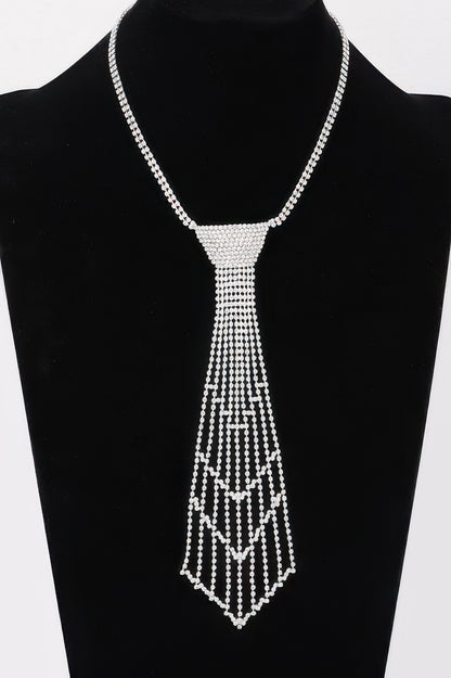 Rhinestone Necktie Necklace
