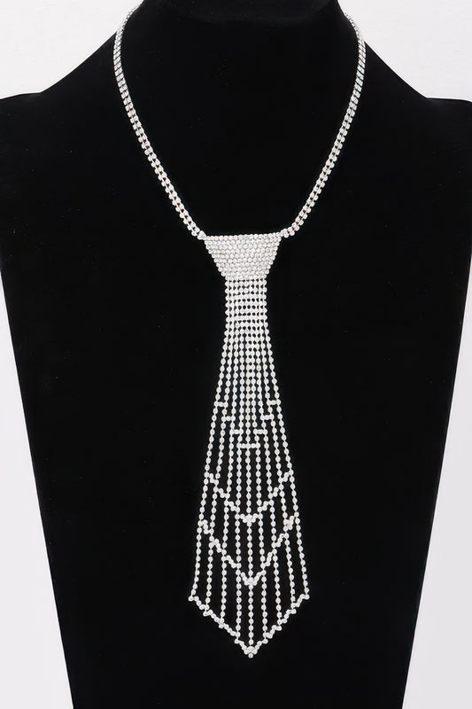 Rhinestone Necktie Necklace