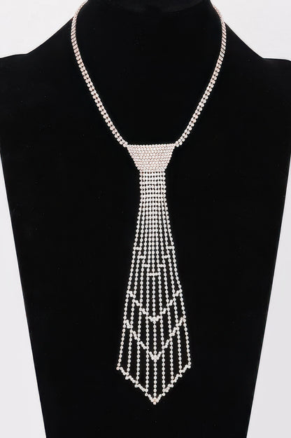 Rhinestone Necktie Necklace