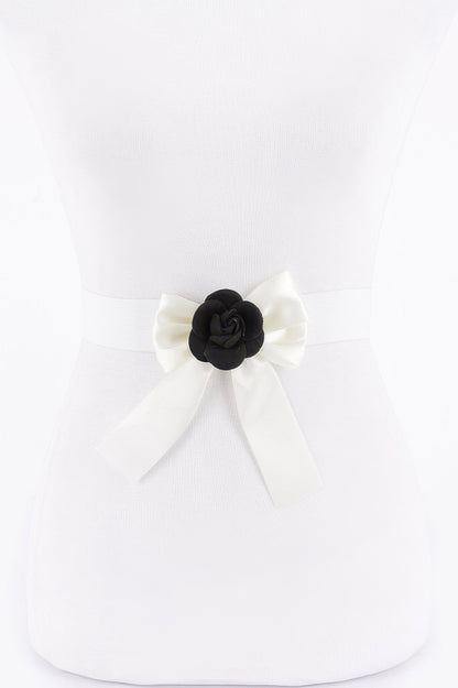 Flower Satin Ribbon Elastic Belt