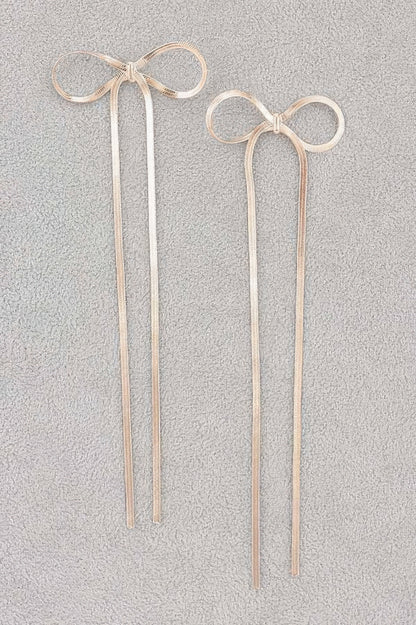 Metal Snake Chain Ribbon Earrings